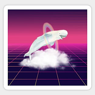 Happy Synthwave Whale Sticker